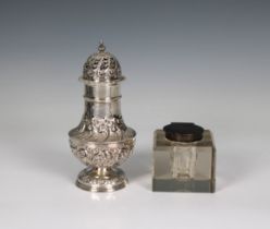 A late Victorian silver sugar shaker of baluster form Fenton Brothers Ltd, Sheffield, 1897, embossed