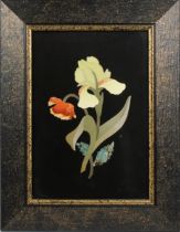 A vintage 20th Century pietra dura hardstone panel by G. Ugolini - Florence depicting a flower,