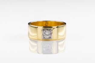 An 18ct gold and diamond ring The central brilliant cut diamond in an 18ct white gold square setting
