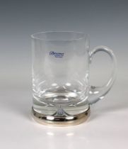 A boxed glass and silver mounted tankard W I Broadway & Co, Birmingham, 2007.