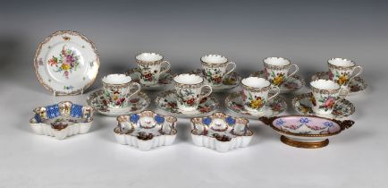Eight Adderleys Ltd bone china tea cups and saucers floral design with gilding, factory mark