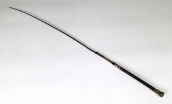 An unusual white metal mounted porcupine quill swagger stick / whip 28in. (71cm.) long. * good