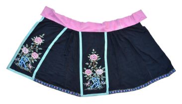 A Chinese embroidered silk skirt probably late 19th / early 20th century, embroidered with peony