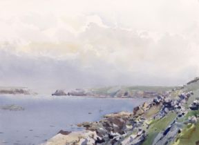 David K. Taylor (Australian, b.1941) 'Rocky Slopes, Adonis Headland, Sark' watercolour, signed lower