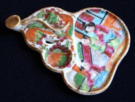 An unusual Chinese famille rose porcelain ink palette 19th century, of double gourd form,