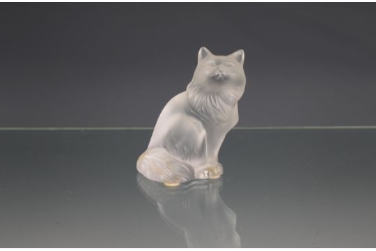 A Lalique frosted glass cat “Heggie” no 1179600 with etched signature, 1995, 3¼in. (8.4cm.) high, - Image 1 of 5