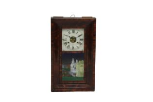 A 19th century American fish box 8 day wall clock by Seth Thomas of Thomaston Connecticut double
