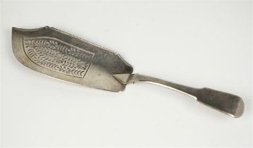 A George IV silver fish slice William Knight II, London 1824, fiddle pattern, the blade with pierced