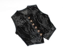 A vintage Dolce & Gabbana black velvet button down cropped vest waistcoat size 44, having six floral
