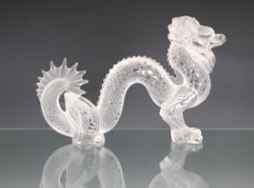 A Lalique clear & frosted glass Dragon no 1213300, 2000, 11¼in. (28.7cm.) long, original sticker,