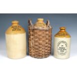 Three stoneware flagons to include 'Henty and Constable (Brewers) LTD' Chichester stoneware flagon