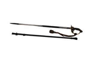 A Prussian Model 1889 infantry officer's sword 82cm. polished steel double fullered blade (