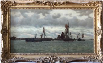 Robert Bagge Scott (1849-1925) 'On Netherlands' Windy Waters' oil on canvas, signed and dated