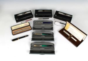 A large collection of various vintage pens to include three boxed Waldmann Christa sterling silver