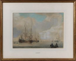 Attributed to Jan Hendrik Boshamer (Dutch, 1775-1862) Shipping in a calm, watercolour on wove paper,