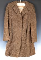 Ladies Dark Brown Astrakhan Coat Pelz Schwarz, hook and eye fastening, two slit pockets, fully lined