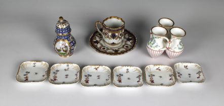 A collection of ceramics - to include a 20th century Dresden pear shaped sugar caster having hand