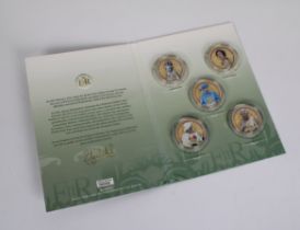 Queen's platinum jubilee 24k gold layered coin set by Sovereign Gardens with paperwork.