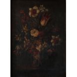 Follower of Juan de Arellanu (Spanish, 1614-1676) Basket of tulips and other flowers, bears