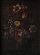 Follower of Juan de Arellanu (Spanish, 1614-1676) Basket of tulips and other flowers, bears