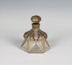 Julien Viard for Rimmel - An Yvonette glass perfume bottle circa 1924, hexagonal section, relief