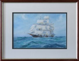 E. E. Wright (British, mid 20th century) "A ship of yesterday", watercolour and gouache, signed