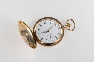 A 14ct Monopol Hunter pocket watch Monopol, Swiss 14ct rose gold, keyless lever pocket watch,