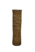 A large WW2 German Army Artillery Wicker Basket Shell Carrier of long cylindrical form with metal