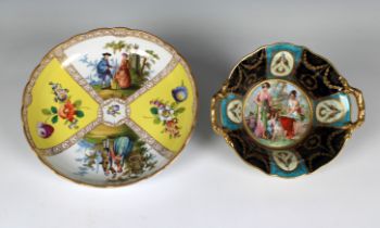 A Dresden Carl Thieme porcelain wavy edge quatrefoil bowl hand painted with floral sprays and