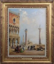 Edward Pritchett (English, 1828-1876) The Piazetta towards the Bacino Di San Marco, Venice, oil on