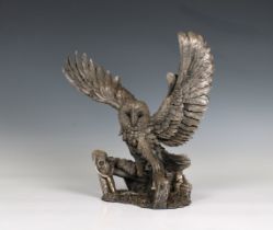 A large Contemporary Silver (Filled) Owl Sculpture limited edition 2/100, marked 'CA' possibly
