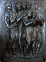 French Bronze High Relief Plaque of a Boys Choir by Ferdinand Barbedienne (1810-1892) after Luca