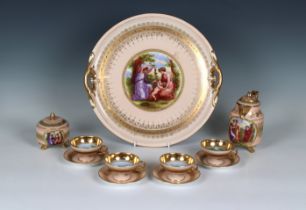 Haas and Czevek, Schlaggenwald, Bavarian porcelain cabaret set hand painted with Angelica Kaufmann