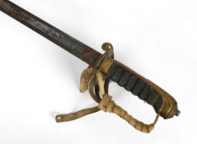 A Victorian 1882 Pattern Infantry Officers Sword 83.2cm. single fuller, etched tapering blade, proof