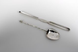 An Edwardian silver double marrow scoop Atkin Brothers, Sheffield, 1902, 9in. (22.8cm.) long,