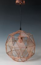 Geometric Ceiling Light Copper metal, approximately 12 x 12in.), 30 x 30cm.