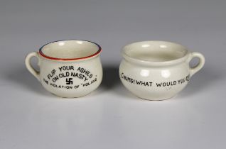 World War II - A pair of Fielding's propaganda novelty miniature chamber pots comprising of 'FLIP
