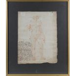 French, late 18th century Proportional Study of a Man in a Classical pose, sanguine chalk on laid