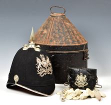 A Royal Engineers Volunteers Officers Home Service Helmet early 20th century, dark blue cloth body