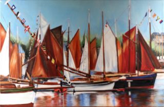 N. Sully (French, 21st century) The Regatta, oil on canvas, signed lower right "N. Sully", unframed,