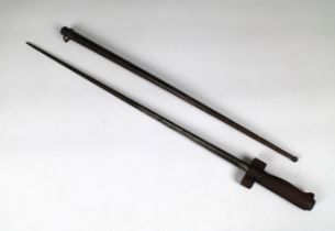 French 1886 pattern Lebel bayonet serial No. 89900, 52cm. cruciform blade, steel scabbard. *
