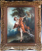French School, 19th century Goddess Diana the Huntress, pastel on paper laid on canvas, signed