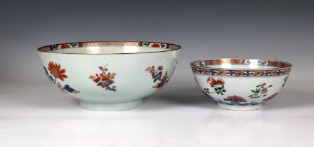 Two 19th century Chinese Imari porcelain footed rose bowls 10¼in. 26cm.) diameter 4¼in (10.8cm.)