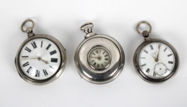 Three 19th century silver cased pocket watches for repair or spares To include a pear cased half