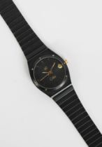 A men's Colibri of London quartz wristwatch with black face and black bracelet strap, date, in