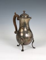 A Continental white metal coffee pot of baluster form possibly Swiss,18th century by Papus and