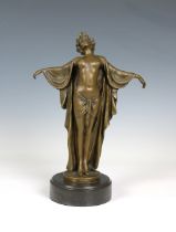 After Paul Philippe patinated bronze figure of a standing outstretched female nude, signed P.