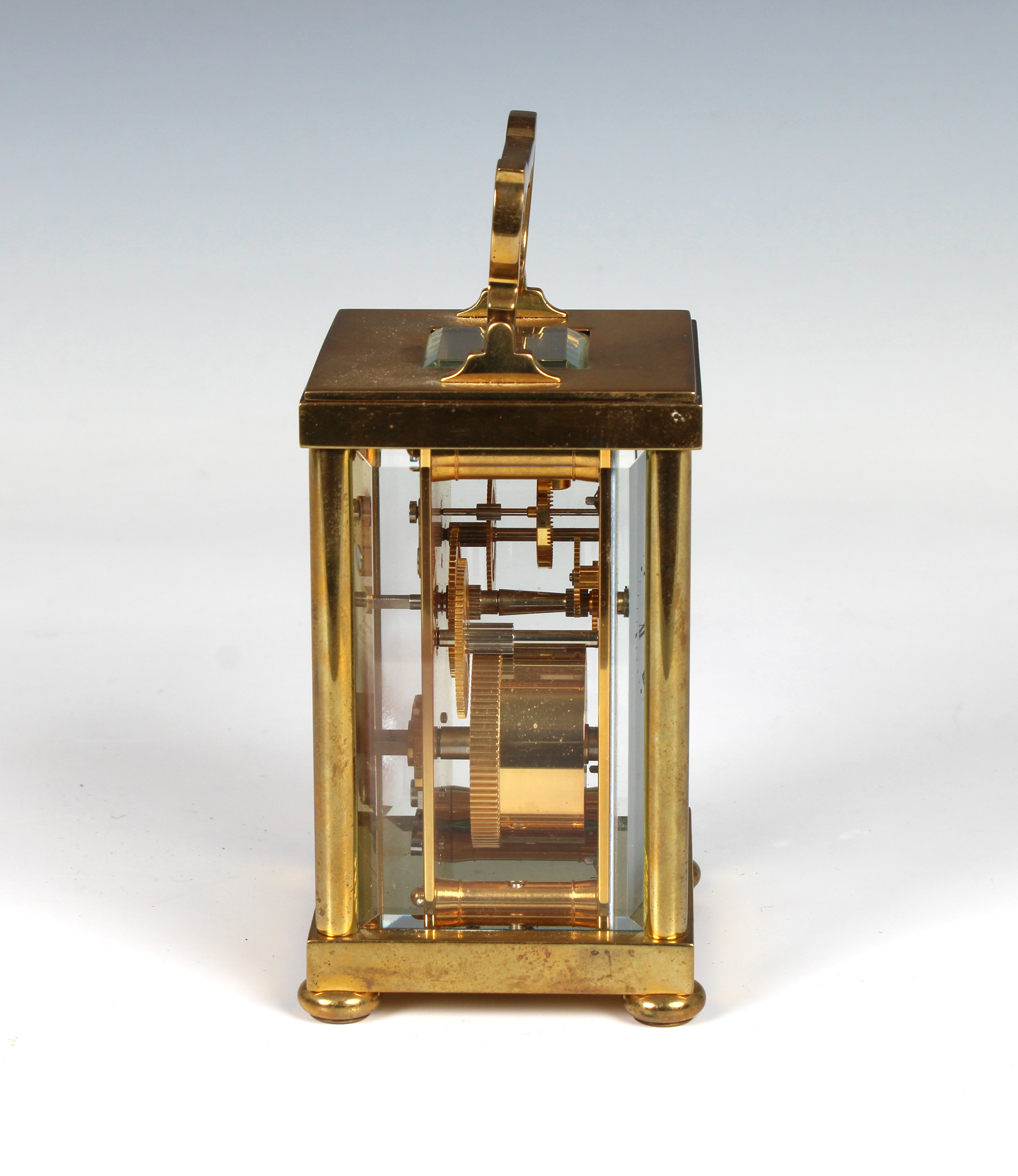 A Matthew Norman carriage clock 20th Century, with visible escapement, white dial with Roman - Image 2 of 5