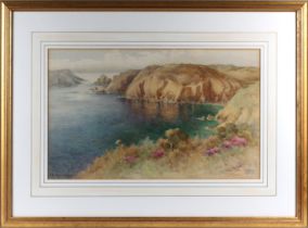 Ethel Sophia Cheeswright (British, 1874-1977) Sark coastal scene, Sea Thrift on cliffs