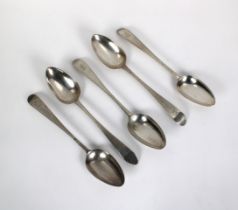 A set of five George III Irish silver feather edge table spoons John Pittar, Dublin, 1782, each